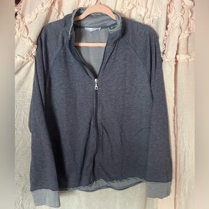 Kerenhart blue Zip-Up Jacket. Cute striped accents.